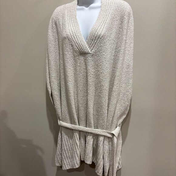 J.JILL V Neck RELAXED BELTED KNIT PONCHO STONE XL-3X - Picture 2 of 10
